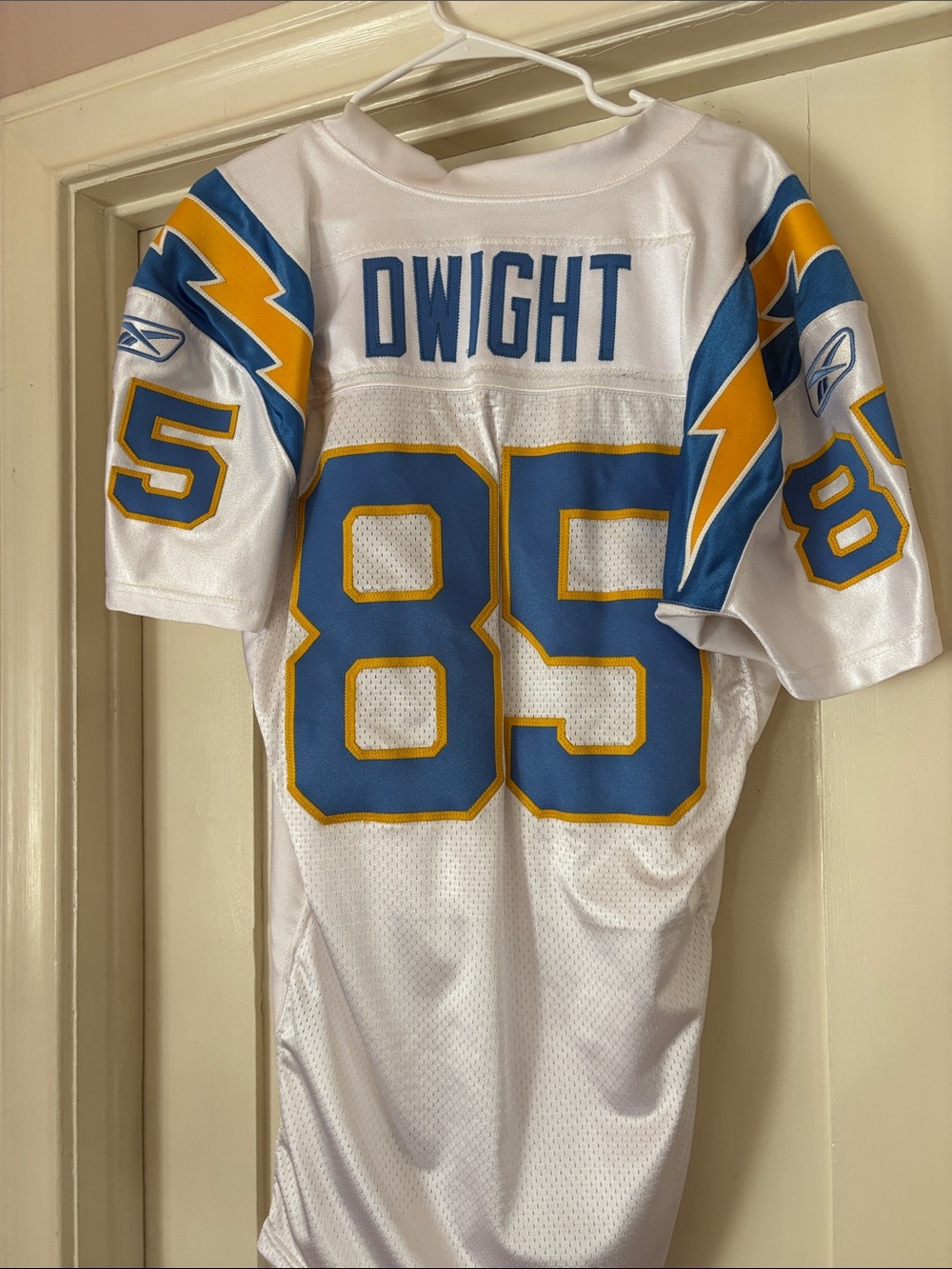 Reebok White & Powder Blue San Diego Tin Dwight Chargers #85 Jersey - Picture 4 of 5